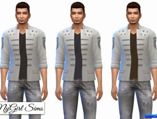 Military Jacket with V-Neck Tee