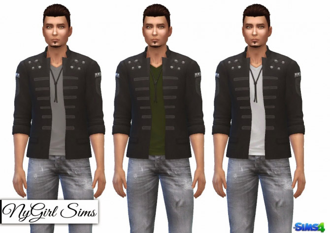 Military Jacket with V-Neck Tee - The Sims 4 Catalog