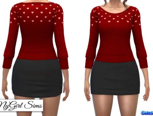 Valentines Pullover Sweater with Mini Skirt