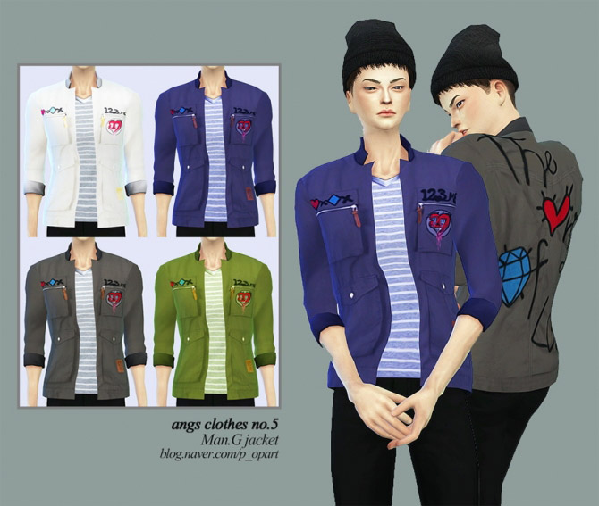 No.5 Man.G jacket for males - The Sims 4 Catalog