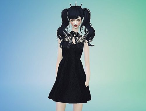Ribbon lace black dress