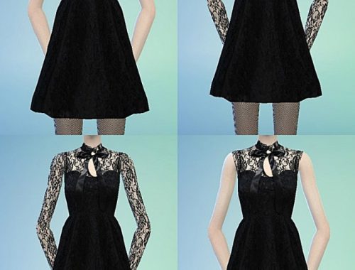 Ribbon lace black dress