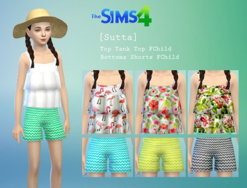 Summer Set: top, shorts, hat and sandals