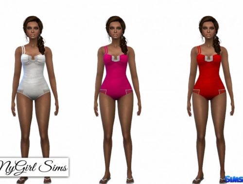 Double Strap Jeweled Swimsuit