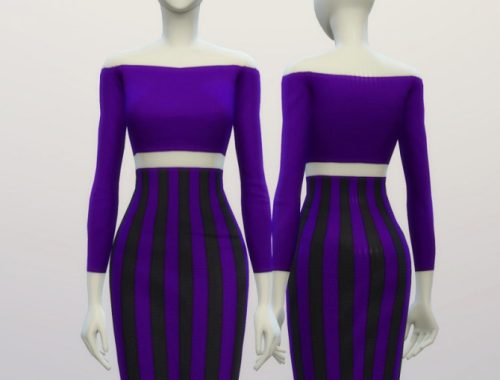Basic high waist H line pencil dress stripe pattern