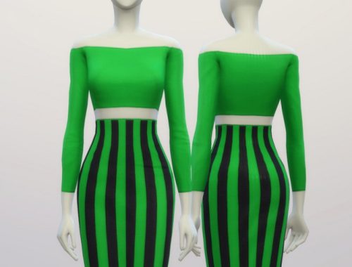 Basic high waist H line pencil dress stripe pattern