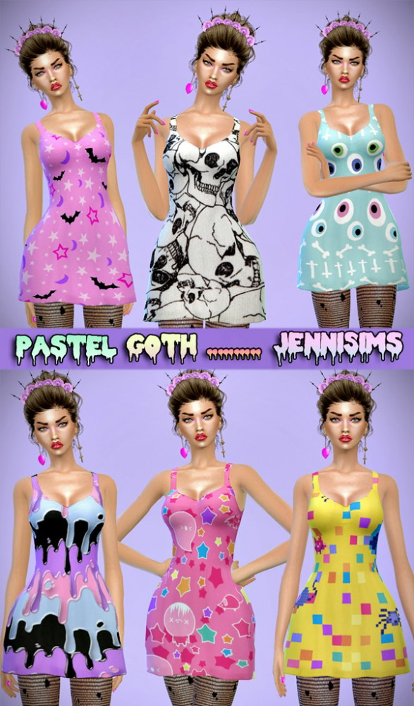 Pastel Goth Dress and Shirt Base Game compatible - The Sims 4 Catalog
