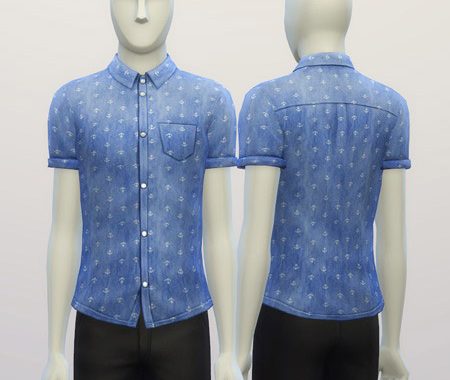 Cuffed Anchor patterned shirt