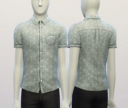 Cuffed Anchor patterned shirt