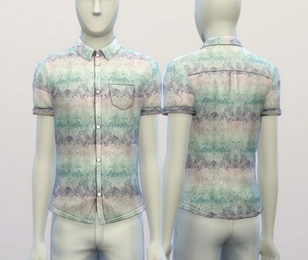 Cuffed Gradation patterned shirt