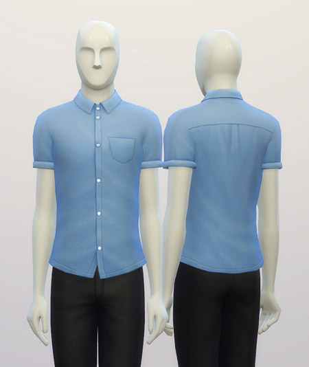 Cuffed Solid color shirt edit - The Sims 4 Catalog