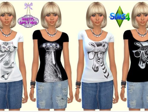 Jeans Skirt & Black-White Shirts
