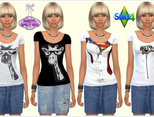 Jeans Skirt & Black-White Shirts