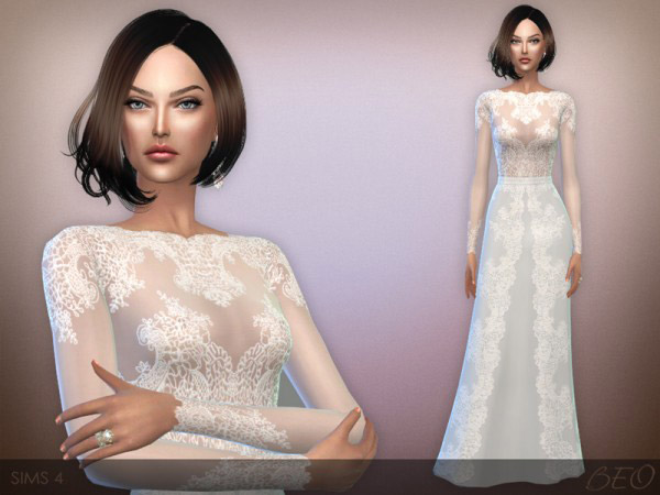 Lace long dress - The Sims 4 Catalog
