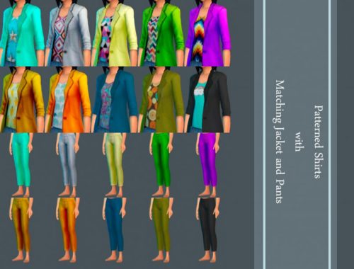 Patterned Shirt with Matching Jacket and Pants