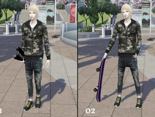 Skateboard poses