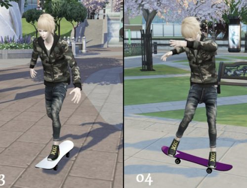 Skateboard poses