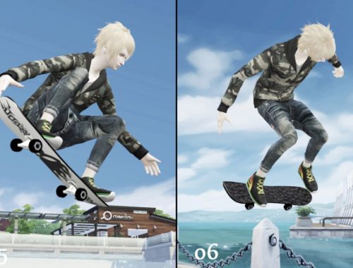 Skateboard poses