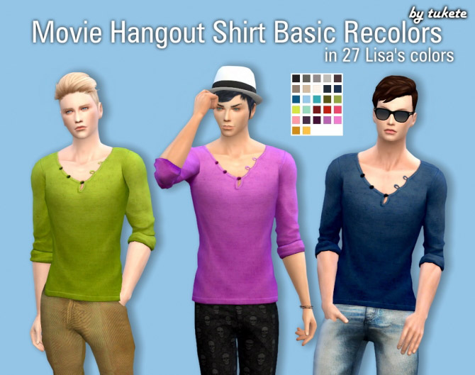 Movie Hangout Shirt Basic Recolors - The Sims 4 Catalog