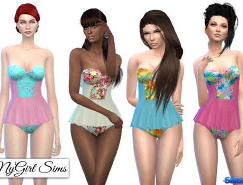 Prints and Solids Peplum Swimsuit