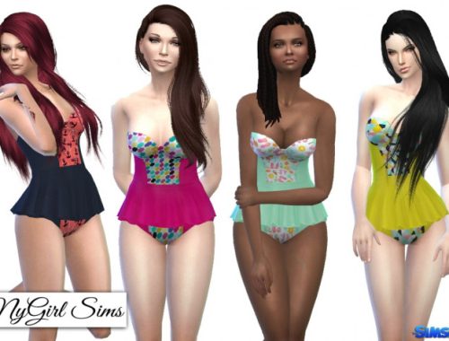 Prints and Solids Peplum Swimsuit