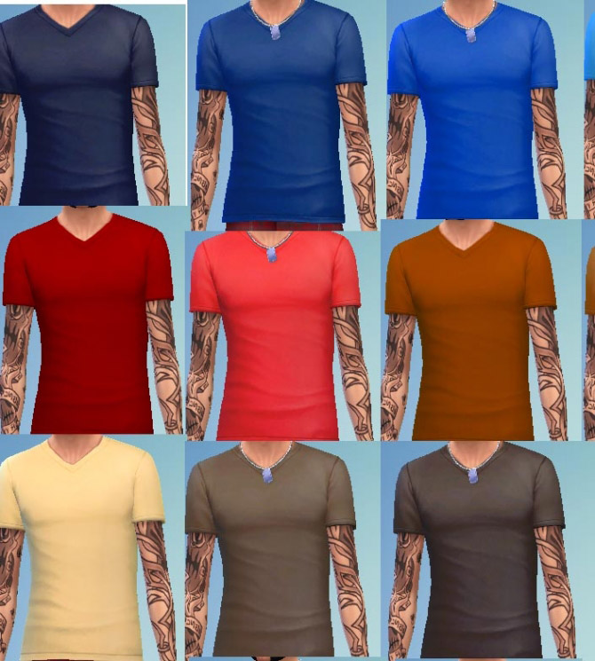 39 Recolors of Menâ s V Neck Tee - The Sims 4 Catalog