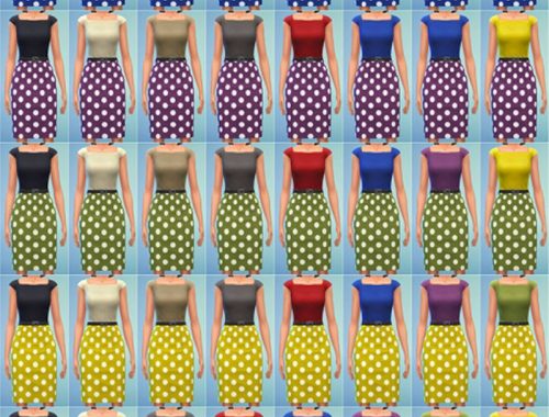 Two-Tone Dress with Polka Dots