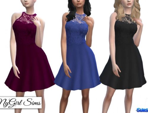 Lace Overlay Flare Dress