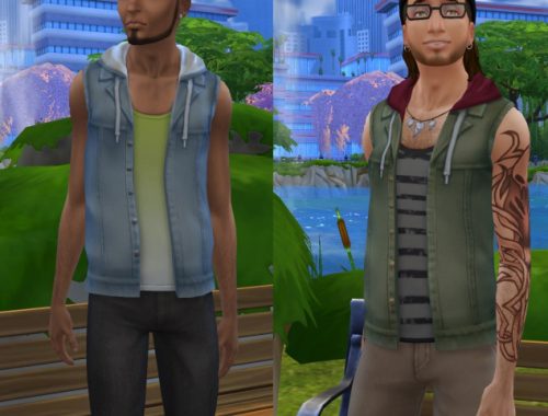 Hooded Denim Vest With Tank Top