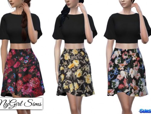 Two Piece Dark Floral Dress