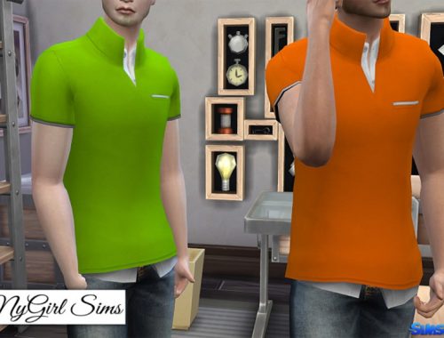 High Collar Polo with White Dress Shirt