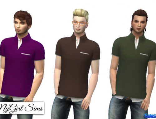 High Collar Polo with White Dress Shirt