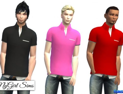High Collar Polo with White Dress Shirt