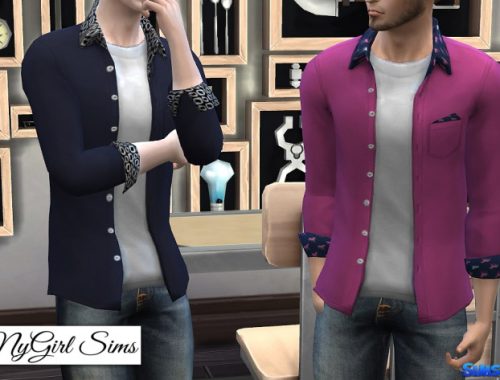 Patterned Collar and Cuff Button Down