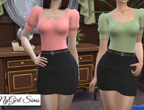 Banded Cuff Mini Dress with Belt