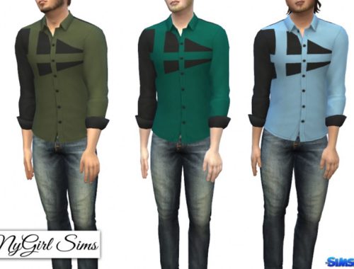 Dual Color Asymmetrical Button Up