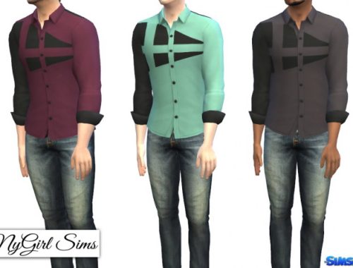 Dual Color Asymmetrical Button Up