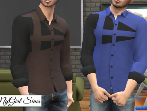 Dual Color Asymmetrical Button Up
