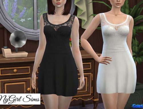 Strapless Dress with Lace Tank Overlay in Solids