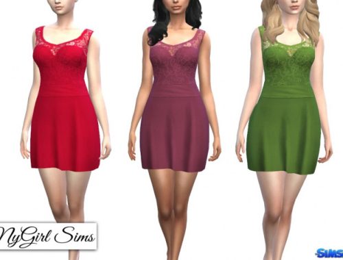 Strapless Dress with Lace Tank Overlay in Solids