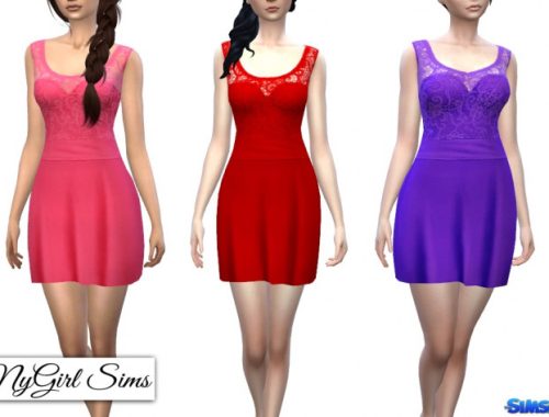 Strapless Dress with Lace Tank Overlay in Solids