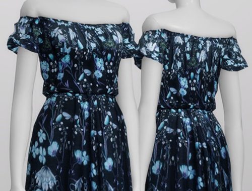 Pattern off-shoulder dress