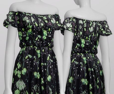 Pattern off-shoulder dress