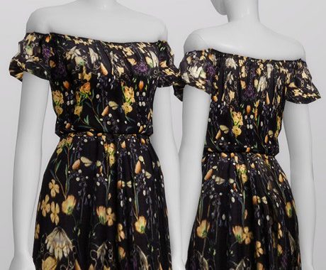 Pattern off-shoulder dress