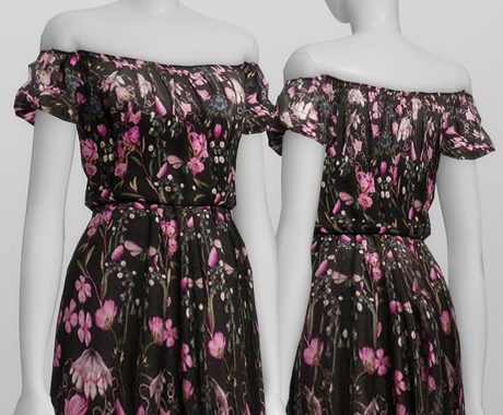 Pattern off-shoulder dress