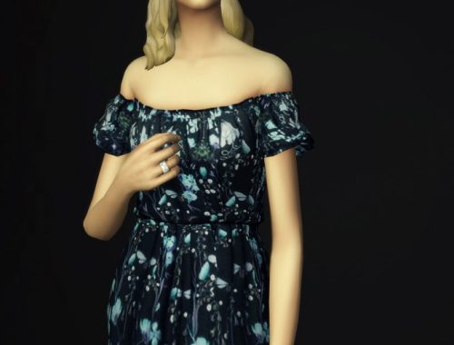 Pattern off-shoulder dress