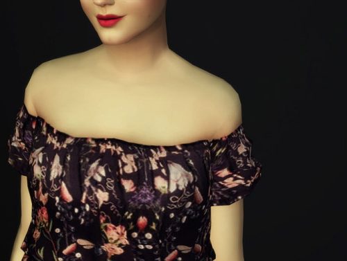 Pattern off-shoulder dress