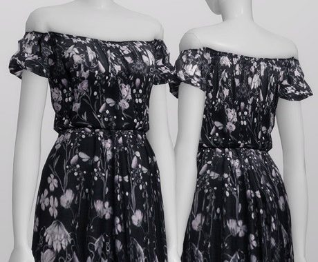 Pattern off-shoulder dress