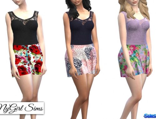 Strapless Dress with Lace Tank Overlay in Prints