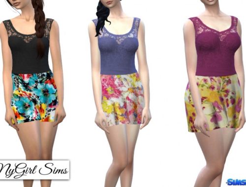 Strapless Dress with Lace Tank Overlay in Prints